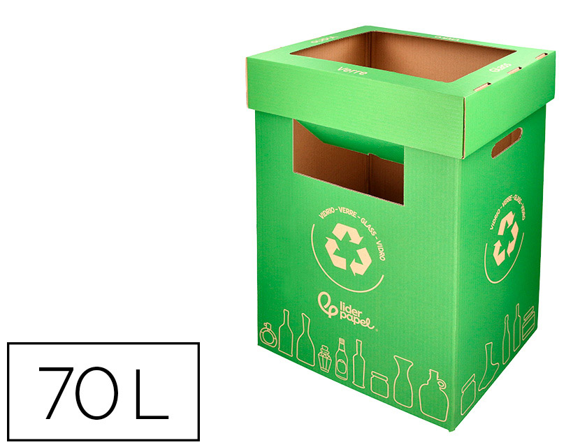 CONTENEDOR PAPELERA RECICLAJE LIDERPAPEL CARTON RECICLADO PARA PAPEL Y CARTON 450X350X650 MM 70 LITROS AZUL