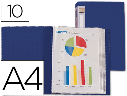 CAPA CATALOGO LIDERPAPEL 10 BOLSAS DIN A4 AZUL