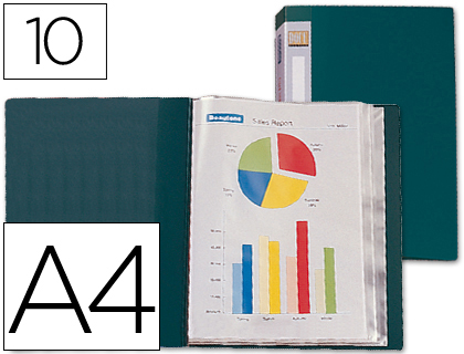 CAPA CATALOGO LIDERPAPEL 10 BOLSAS DIN A4 VERDE