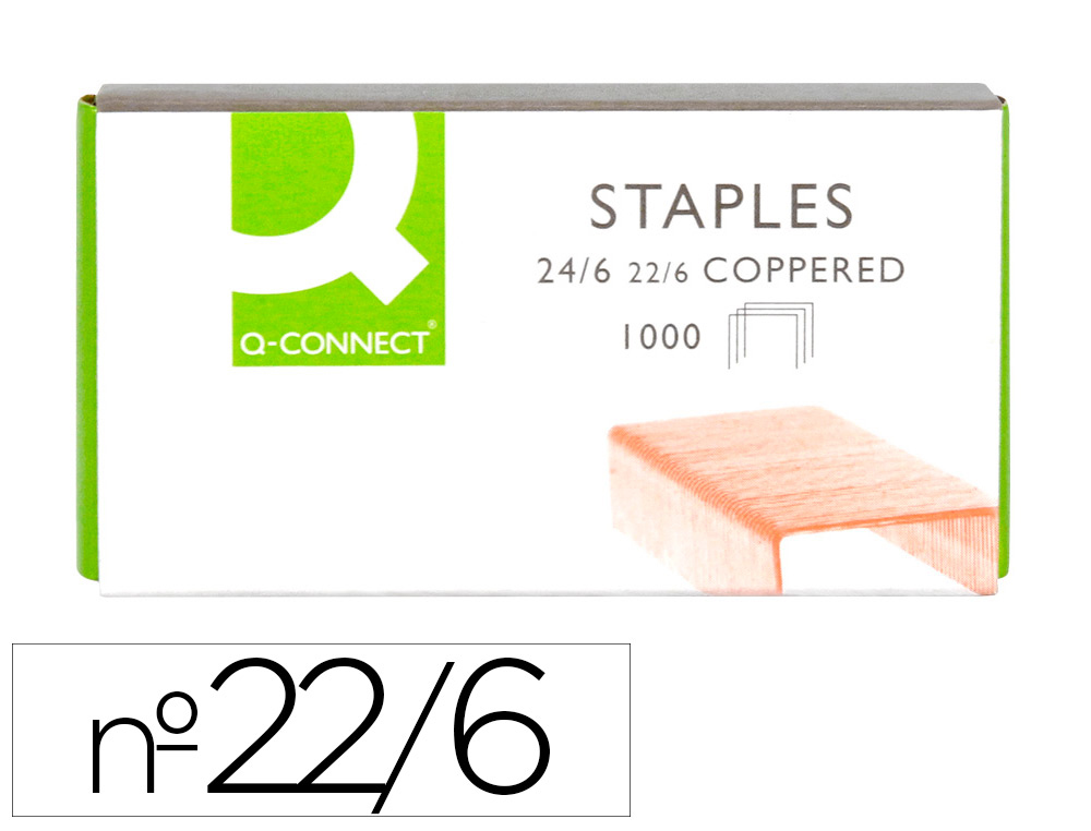 AGRAFES Q-CONNECT COBREADOS 22/6 CAIXA 1000 UNIDADES