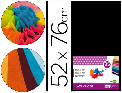 PAPEL SEDA LIDERPAPEL 52 X 76 CM 18 GR PRETO EMBALAGEM DE 25 FOLHAS