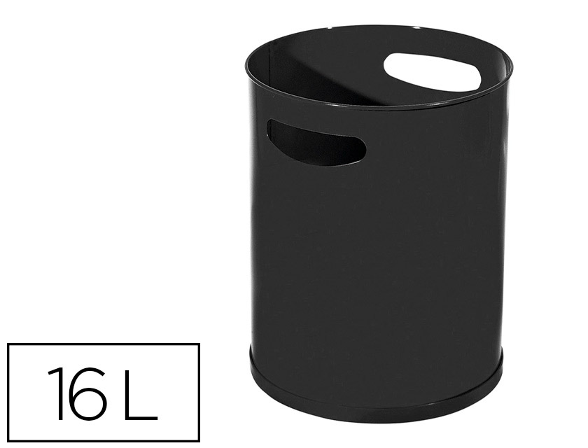 CESTO DE PAPEIS SIE METALICO COM PEGAS PRETO CAPACIDADE 16 LITROS 32X25 CM