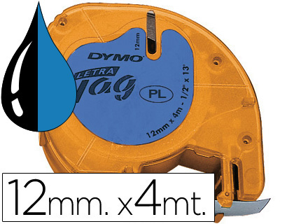 FITA DYMO 12MMX4MT -PRETO/ULTRA AZUL PARA MAQUINA LETRATAG
