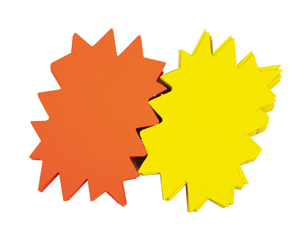 ETIQUETA CARTOLINA AMARELA FLUO 110X80MM PARA MARCAR PRECOS PACK 50 UNIDADES