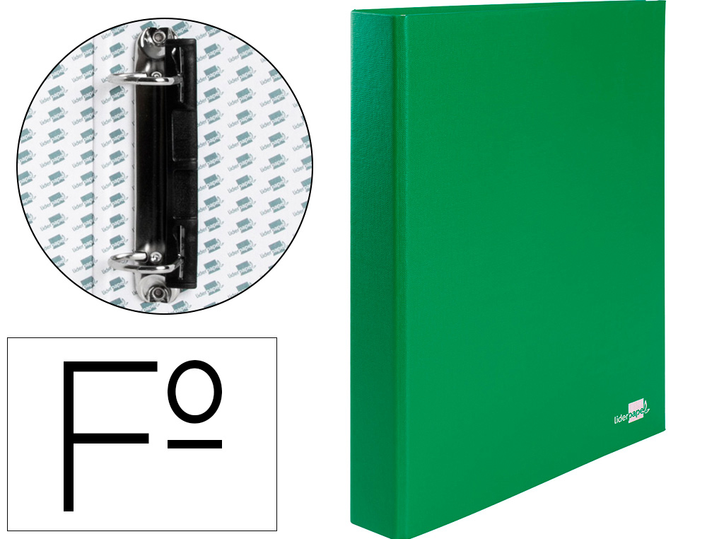 CAPA LIDERPAPEL DE ANEIS PAPER COAT FORRO PVC 2 ANEIS 25 MM VERDE