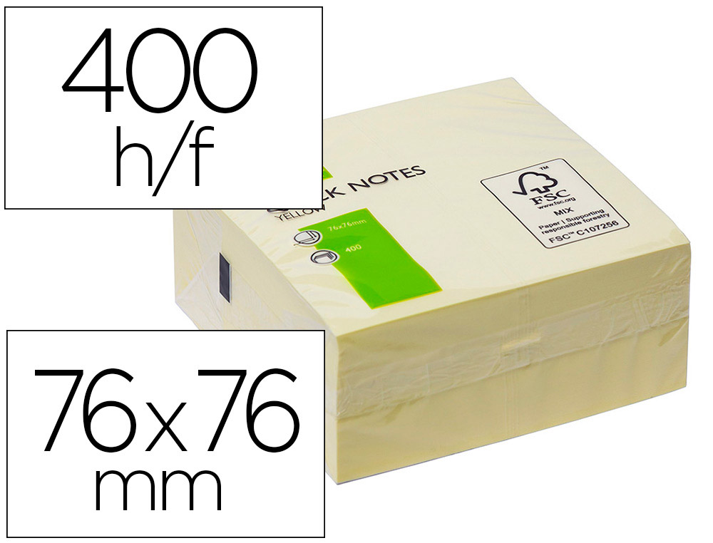 BLOCO DE NOTAS ADESIVAS Q-CONNECT AMARELO 75 X 75 MM