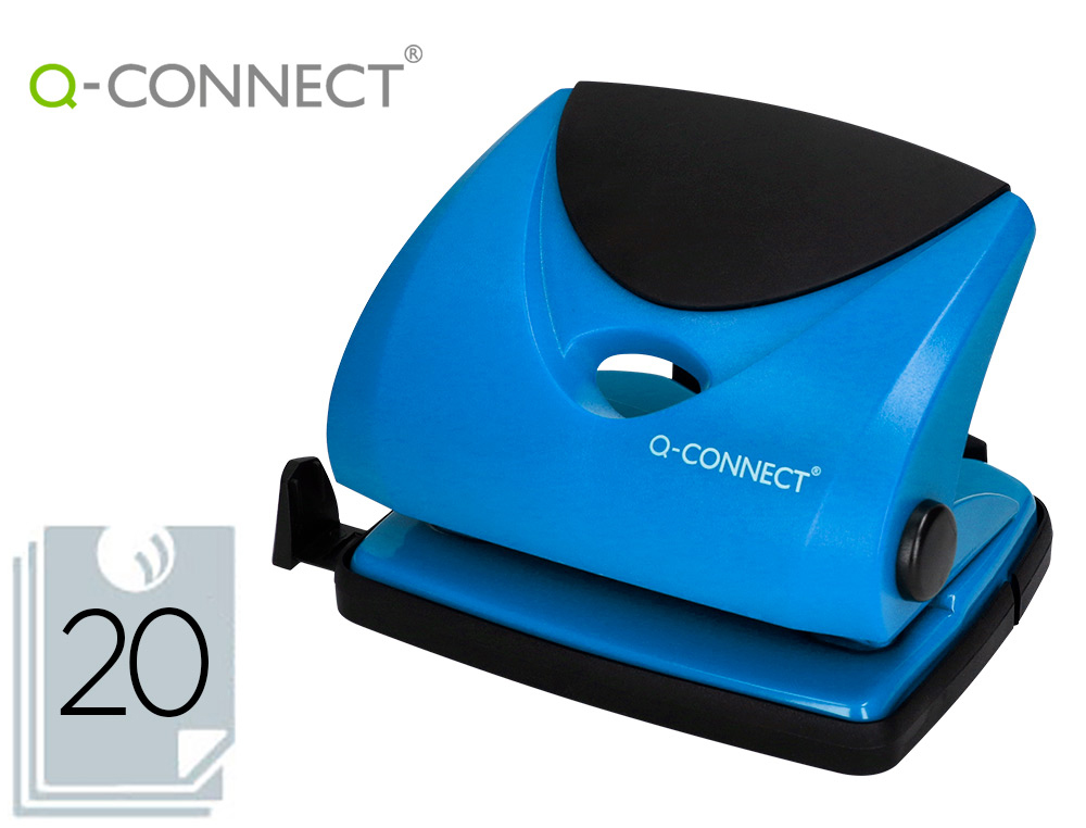 FURADOR Q-CONNECT CAPACIDADE 20 FOLHAS AZUL
