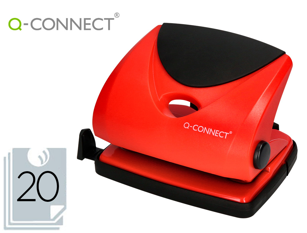 FURADOR Q-CONNECT CAPACIDADE 20 FOLHAS VERMELHO