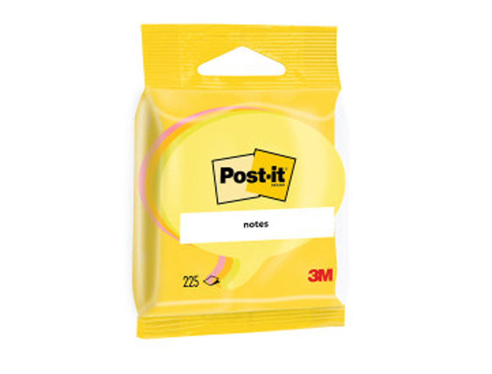 BLOCO DE NOTAS ADESIVAS POST-IT REDONDAS NEON, AMARELO, CINZA