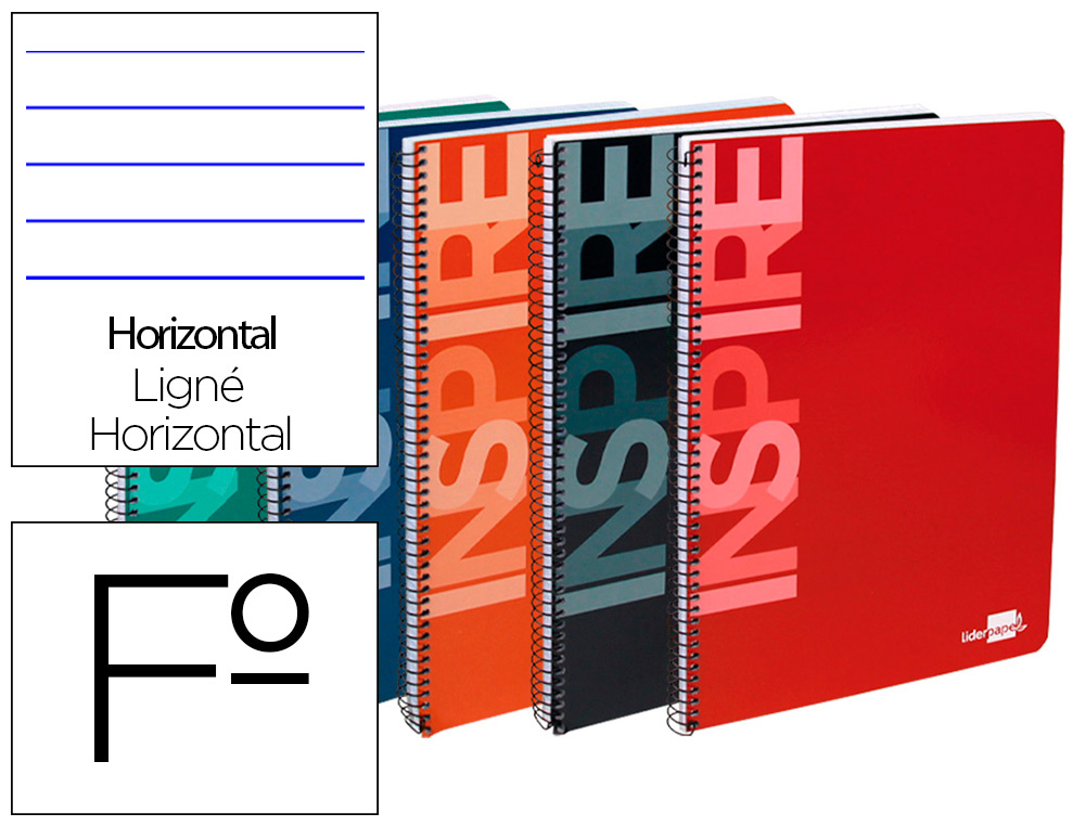 CADERNO ESPIRAL LIDERPAPEL INSPIRE CAPA EXTRADURA FOLIO 80 FOLHAS HORIZONTAL 60 GRS COM MARGEM CORES SORTIDAS