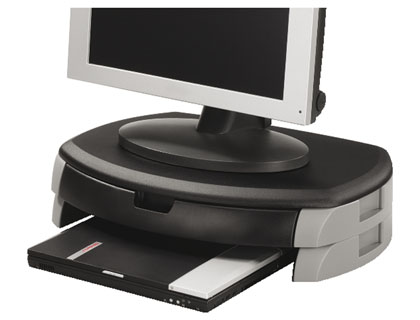 SUPORTE Q-CONNECT PARA MONITOR LCD ATE 20'' COM CAIXA AMPLA COM DIFERENTES COMPARTIMENTOS