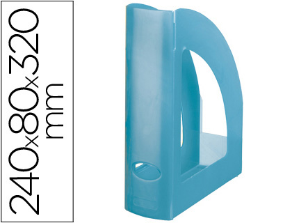 PORTA REVISTAS PLASTICO Q-CONNECT AZUL TRANSLUCIDO