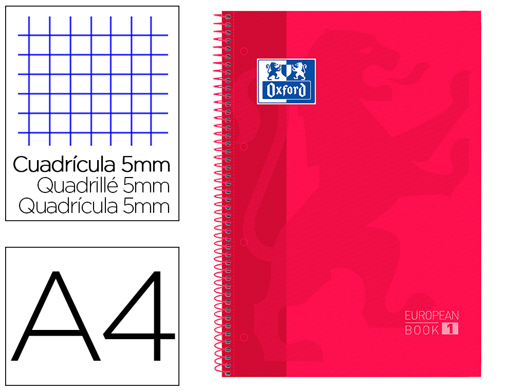 CADERNO ESPIRAL OXFORD CAPA EXTRADURA MICROPERFURADO DIN A4 80 F QUADRICULA 5MM COR VERMELHO