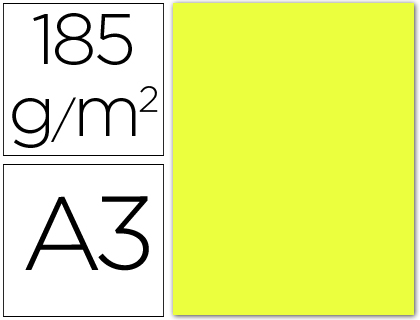 CARTOLINA GUARRO DIN A3 AMARELO LIMAO 185 GR PACK DE 50 FOLHAS