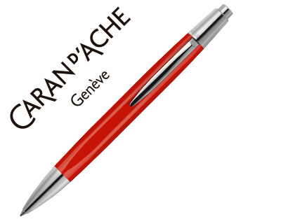 ESFEROGRÁFICA CARAN D'ACHE ALCHEMIX CORPO LACA VERMELHO ADORNOS CROMADOS BRILHANTE COM ESTOJO PONTA MEDIA