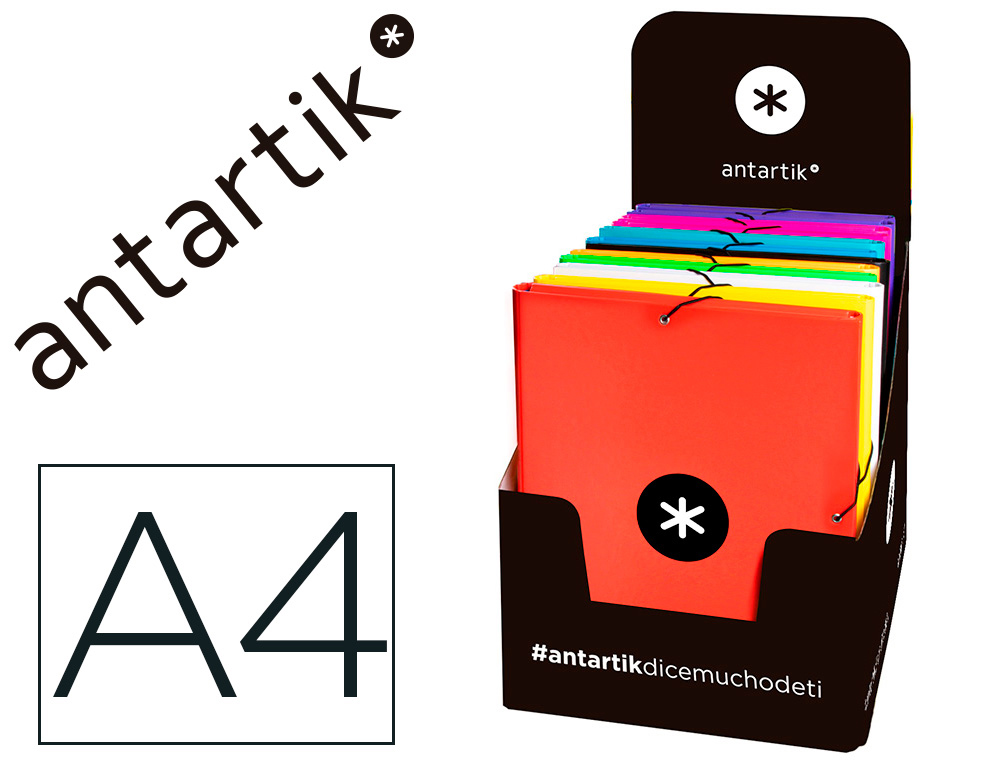 PASTA DE ELASTICOS ANTARTIK DIN A4 3 ABAS CARTAO FORRADO CORES SORTIDAS