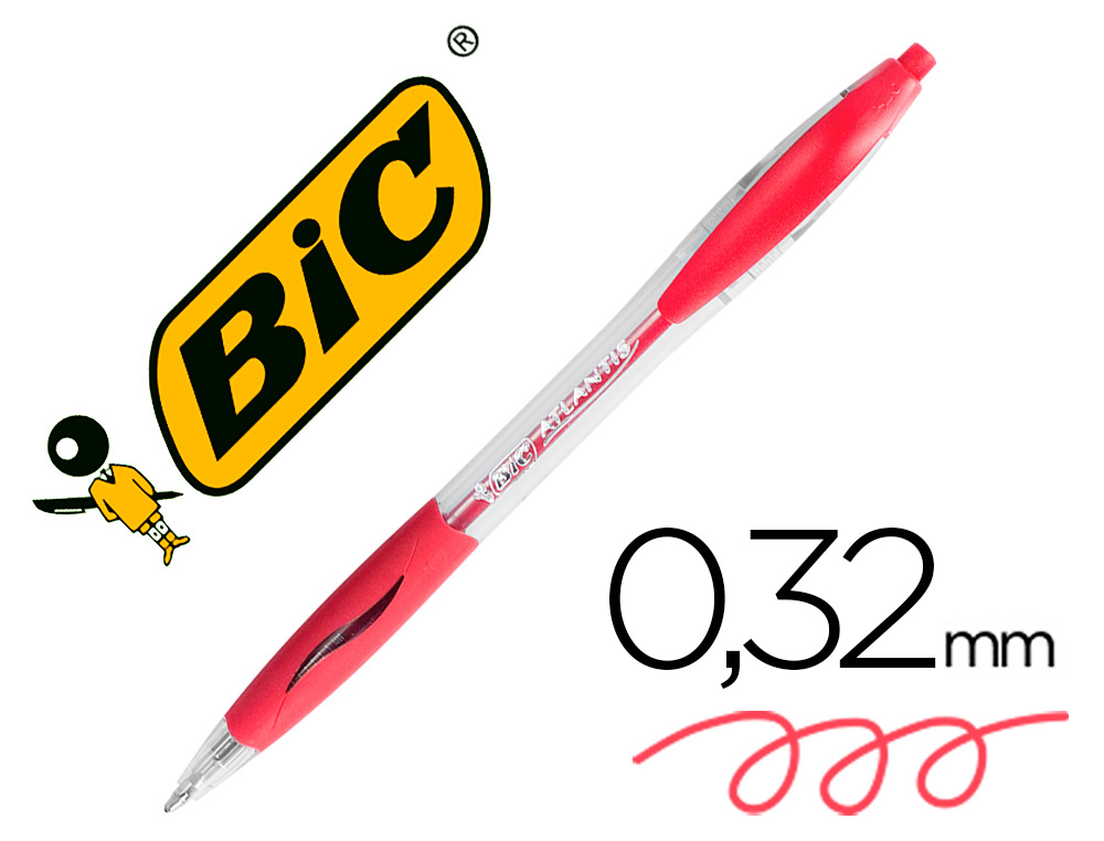 ESFEROGRAFICA BIC ATLANTIS VERMELHO RETRATIL TINTA OLEO PONTA DE 1 MM