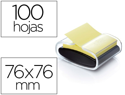 DISPENSADOR BLOCO DE NOTAS ADESIVAS POST-IT SUPER STICKY Z NOTE COR PRETO COM 1 BLOCO 76X76 MM