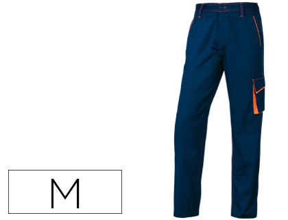CALÇAS DELTAPLUS COM CINTURA AJUSTAVEL E 5 BOLSOS COR AZUL LARANJA TAMANHO M