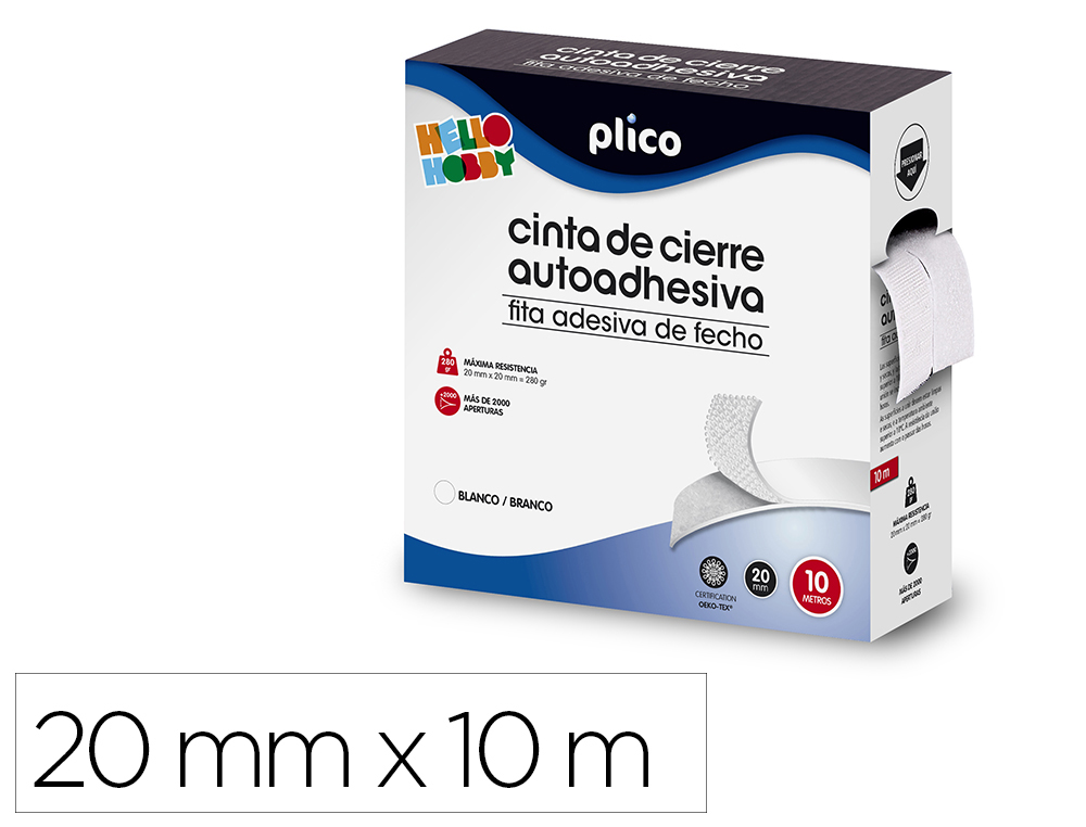FITA DE FECHO ADESIVA PLICO VELCRO BRANCO 20MM X 10M