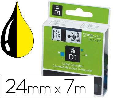 FITA DYMO 1000 PRETA-AMARELA 24 MM X 7 M D1