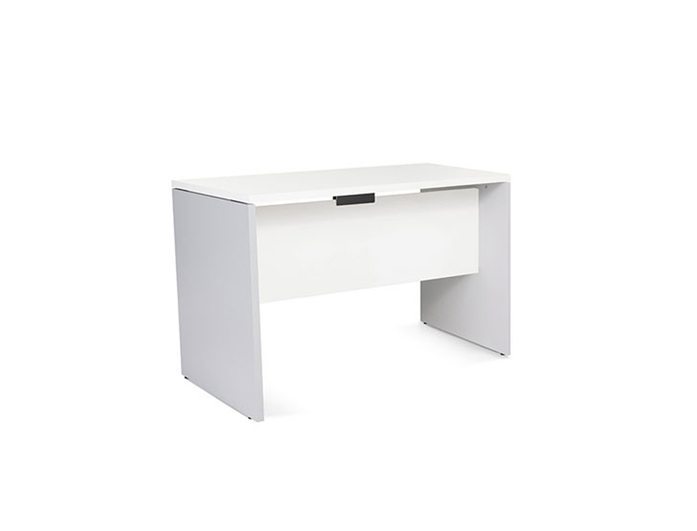 MESA DE ESCRITORIO ROCADA SERIE WORK 120X60 CM ACABAMENTO AB04 ALUMINIO/BRANCO