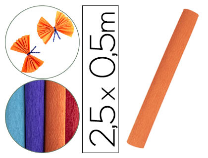 PAPEL CREPE FLORISTA LIDERPAPEL 50 CM X 2,5 M 85GR LARANJA