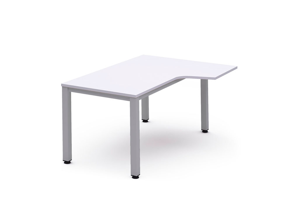 MESA DE ESCRITORIO ROCADA SERIE EXECUTIVE FORMA EM L DIREITA 160X120 CM ACABAMENTO AD04 ALUMINIO/BRANCO
