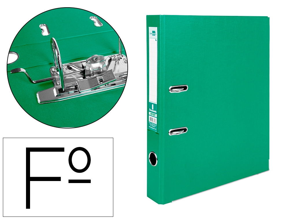 PASTA DE ARQUIVO DE ALAVANCA LIDERPAPEL DOCUMENTA PVC FOLIO LOMBADA 52 MM VERDE