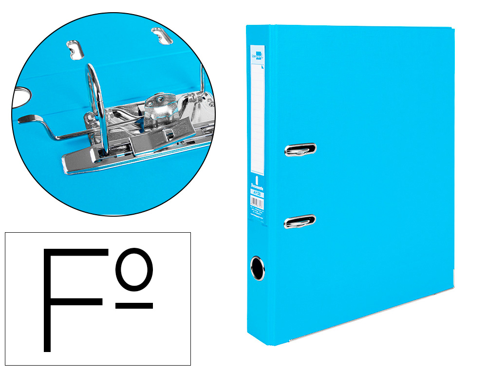 PASTA DE ARQUIVO DE ALAVANCA LIDERPAPEL DOCUMENTA PVC FOLIO LOMBADA 52 MM CELESTE