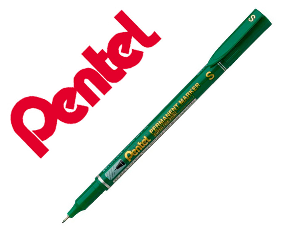 MARCADOR PENTEL PARA ACETATO RETROPROJECAO PERMANENTE NFS410 PONTA EXTRA FINA DE 0,64 MM COR VERDE