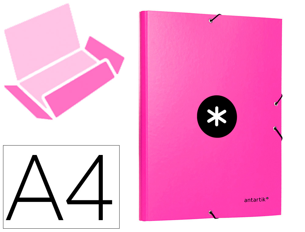 PASTA DE ELASTICOS ANTARTIK DIN A4 3 ABAS CARTAO FORRADO COR ROSA