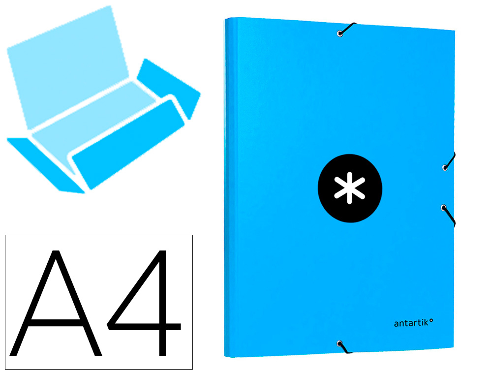 PASTA DE ELASTICOS ANTARTIK DIN A4 3 ABAS CARTAO FORRADO COR AZUL