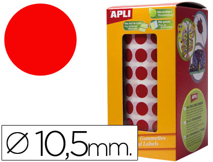 ETIQUETAS APLI AUTOADESIVAS CIRCULARES 10,5 MM VERMELHO EM ROLO
