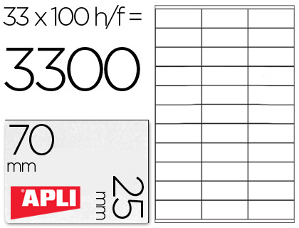 ETIQUETAS ADESIVAS APLI DIN A4 70 X 25 MM