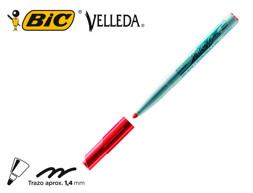 MARCADOR BIC VELLEDA PARA QUADRO BRANCO - VERMELHO PONTA REDEODNDA