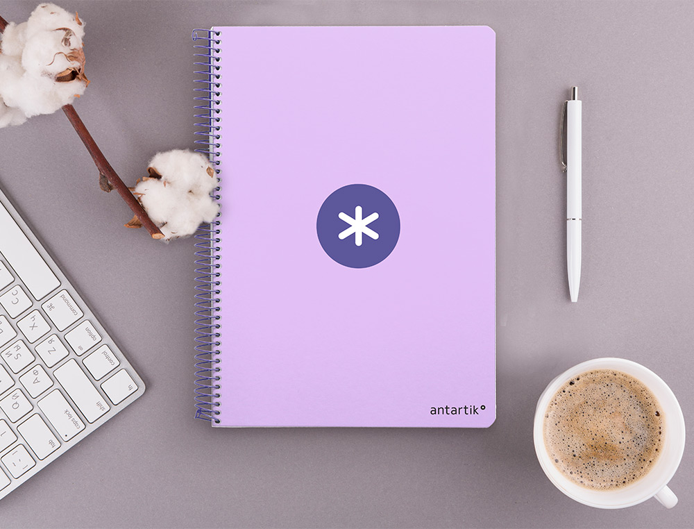 CADERNO ESPIRAL LIDERPAPEL DIN A4 ANTARTIK CAPA DURA 80 F 100 GR QUADRICULA 5 MM COM MARGEM COR LAVANDA