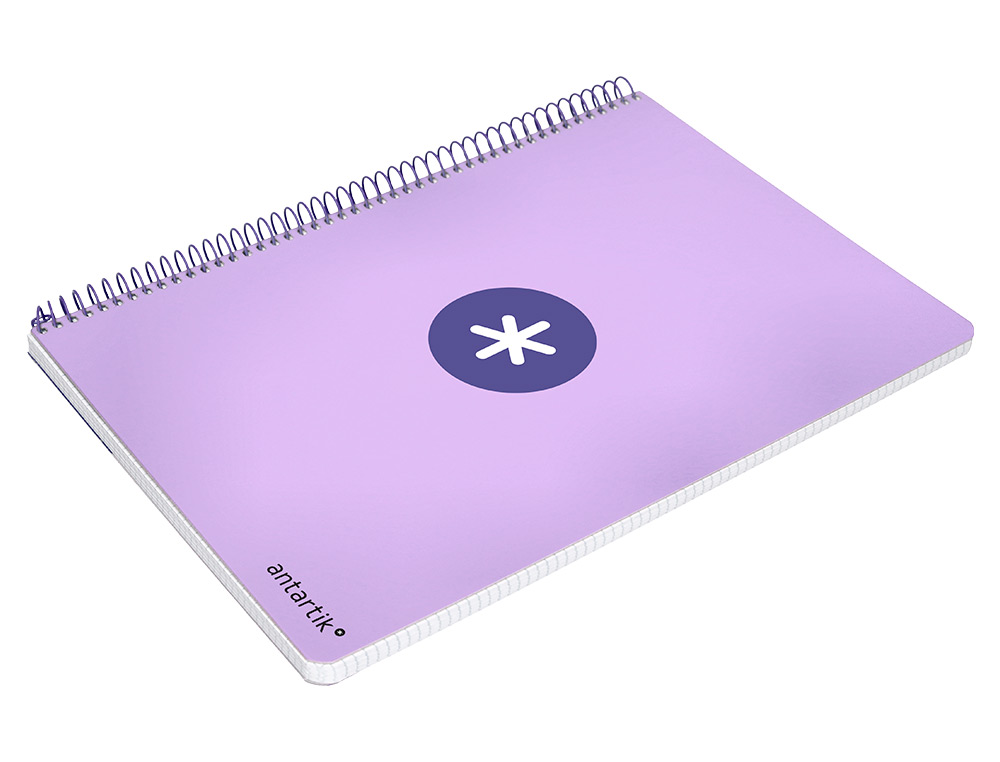 CADERNO ESPIRAL LIDERPAPEL DIN A4 ANTARTIK CAPA DURA 80 F 100 GR QUADRICULA 5 MM COM MARGEM COR LAVANDA