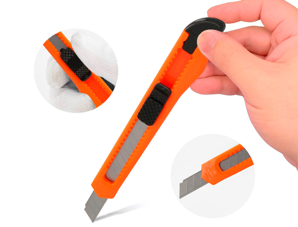 X-ATO Q-CONNECT ESTREITO DE PLASTICO LAMINA DE ACO 9 MM DE LARGURA COMPRIMENTO 130 MM BLISTER DE 1 UNIDADE