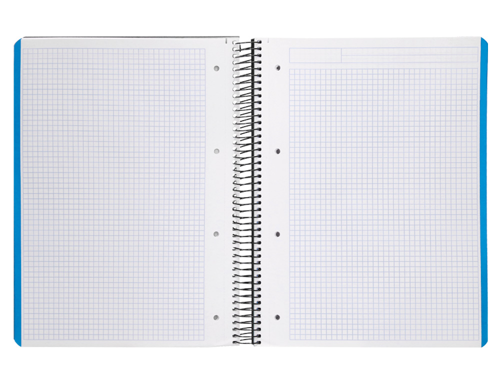 CADERNO ESPIRAL LIDERPAPEL WONDER MICRO DIN A4 CAPA PLASTICO 120 F 90 GR QUADRICULA 5 MM 5 BANDAS DE CORES 4 FUROS PRETO