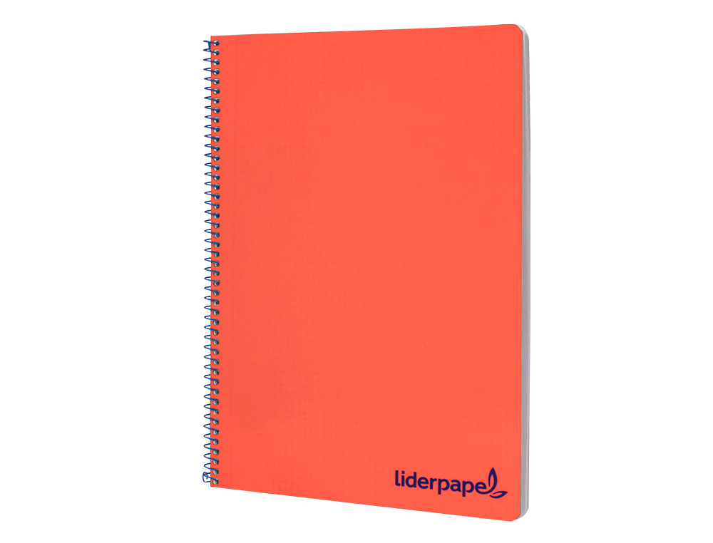 CADERNO ESPIRAL LIDERPAPEL A4 WONDER CAPA PLASTICO 80F 90GR QUADRICULA 4MM COM MARGEM VERMELHO