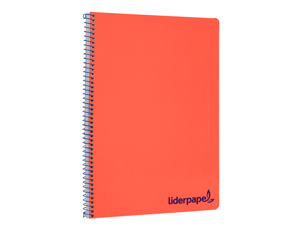 CADERNO ESPIRAL LIDERPAPEL A4 WONDER CAPA PLASTICO 80F 90GR QUADRICULA 4MM COM MARGEM VERMELHO