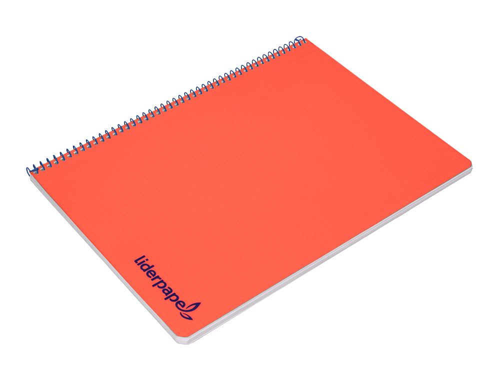 CADERNO ESPIRAL LIDERPAPEL A4 WONDER CAPA PLASTICO 80F 90GR QUADRICULA 4MM COM MARGEM VERMELHO