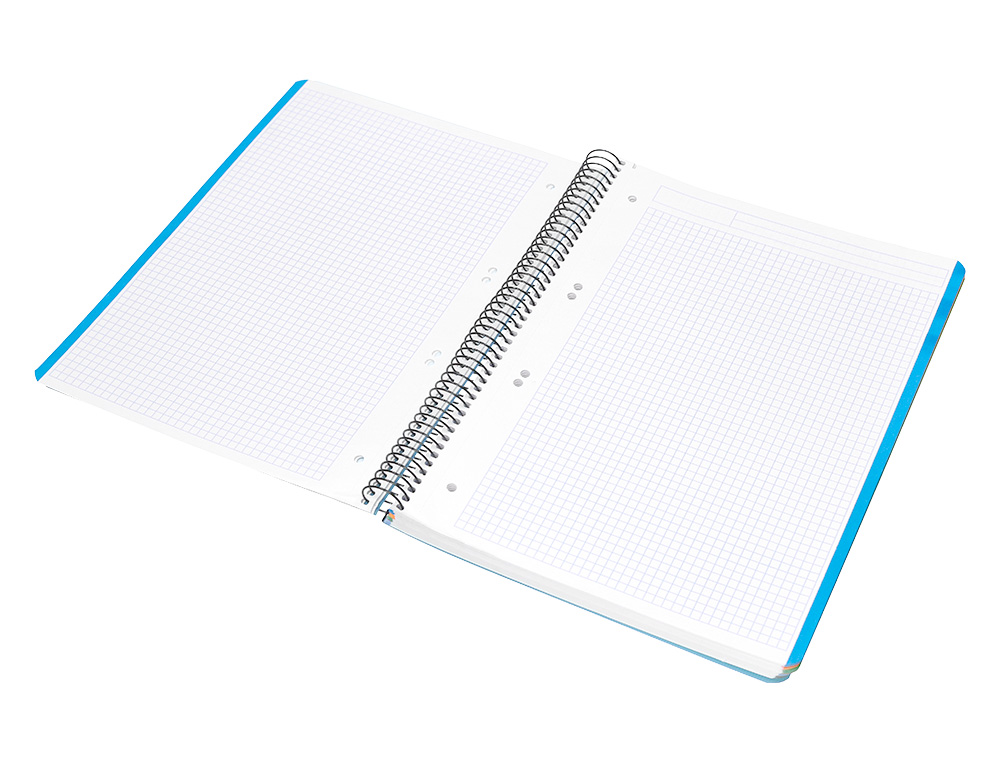 CADERNO ESPIRAL LIDERPAPEL WONDER MICRO DIN A5 CAPA PLASTICO 120 F 90 GR QUADRICULA 5MM 5 BANDAS DE CORES 6 FUROS AZUL