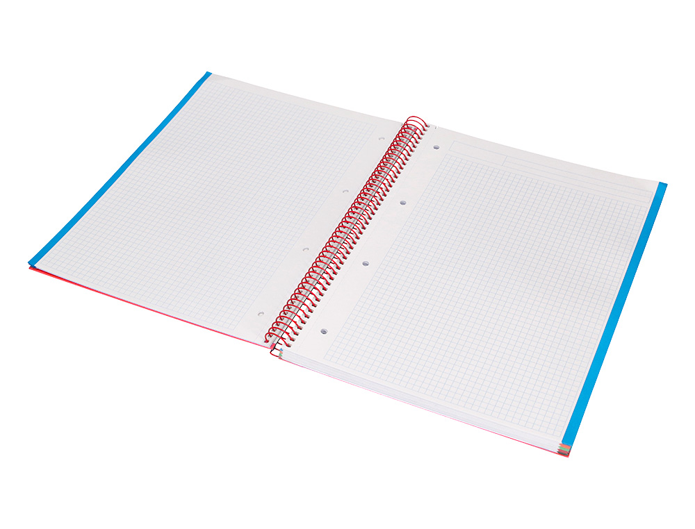 CADERNO ESPIRAL LIDERPAPEL JOLLY MICRO DIN A4 CAPA FORRADA 140 F 75 GR QUADRICULA 5MM 5 BANDAS DE CORES 4 FUROS COR VERM
