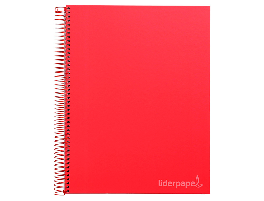 CADERNO ESPIRAL LIDERPAPEL JOLLY MICRO DIN A4 CAPA FORRADA 140 F 75 GR QUADRICULA 5MM 5 BANDAS DE CORES 4 FUROS COR VERM
