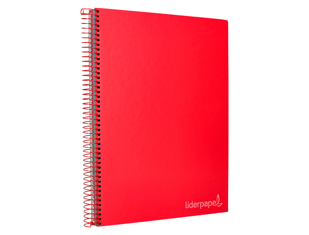 CADERNO ESPIRAL LIDERPAPEL JOLLY MICRO DIN A4 CAPA FORRADA 140 F 75 GR QUADRICULA 5MM 5 BANDAS DE CORES 4 FUROS COR VERM