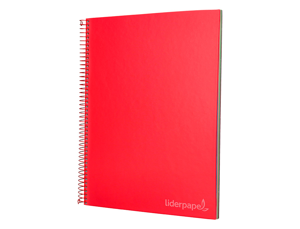 CADERNO ESPIRAL LIDERPAPEL JOLLY MICRO DIN A4 CAPA FORRADA 140 F 75 GR QUADRICULA 5MM 5 BANDAS DE CORES 4 FUROS COR VERM
