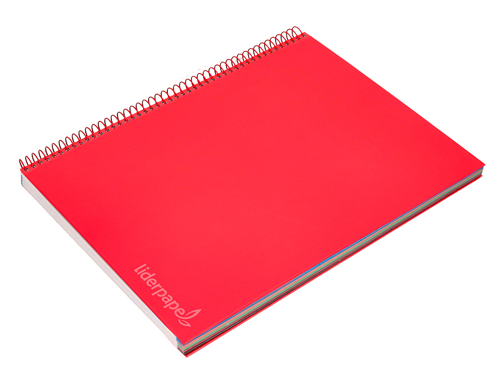 CADERNO ESPIRAL LIDERPAPEL JOLLY MICRO DIN A4 CAPA FORRADA 140 F 75 GR QUADRICULA 5MM 5 BANDAS DE CORES 4 FUROS COR VERM