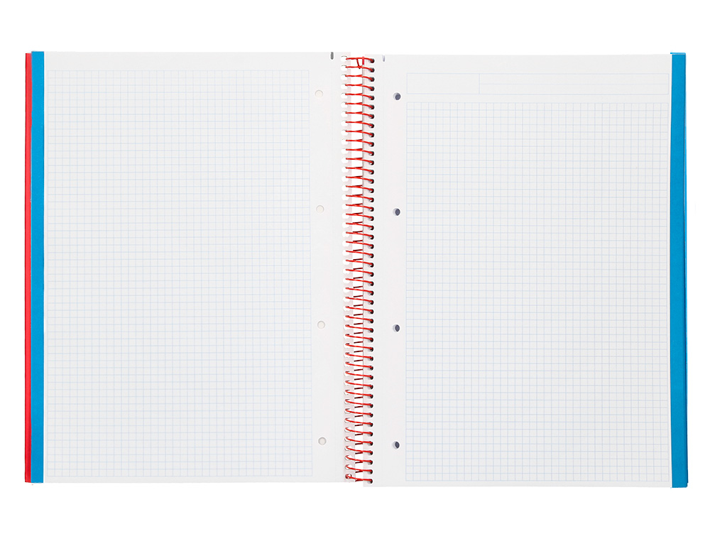CADERNO ESPIRAL LIDERPAPEL JOLLY MICRO DIN A4 CAPA FORRADA 140 F 75 GR QUADRICULA 5MM 5 BANDAS DE CORES 4 FUROS COR VERM